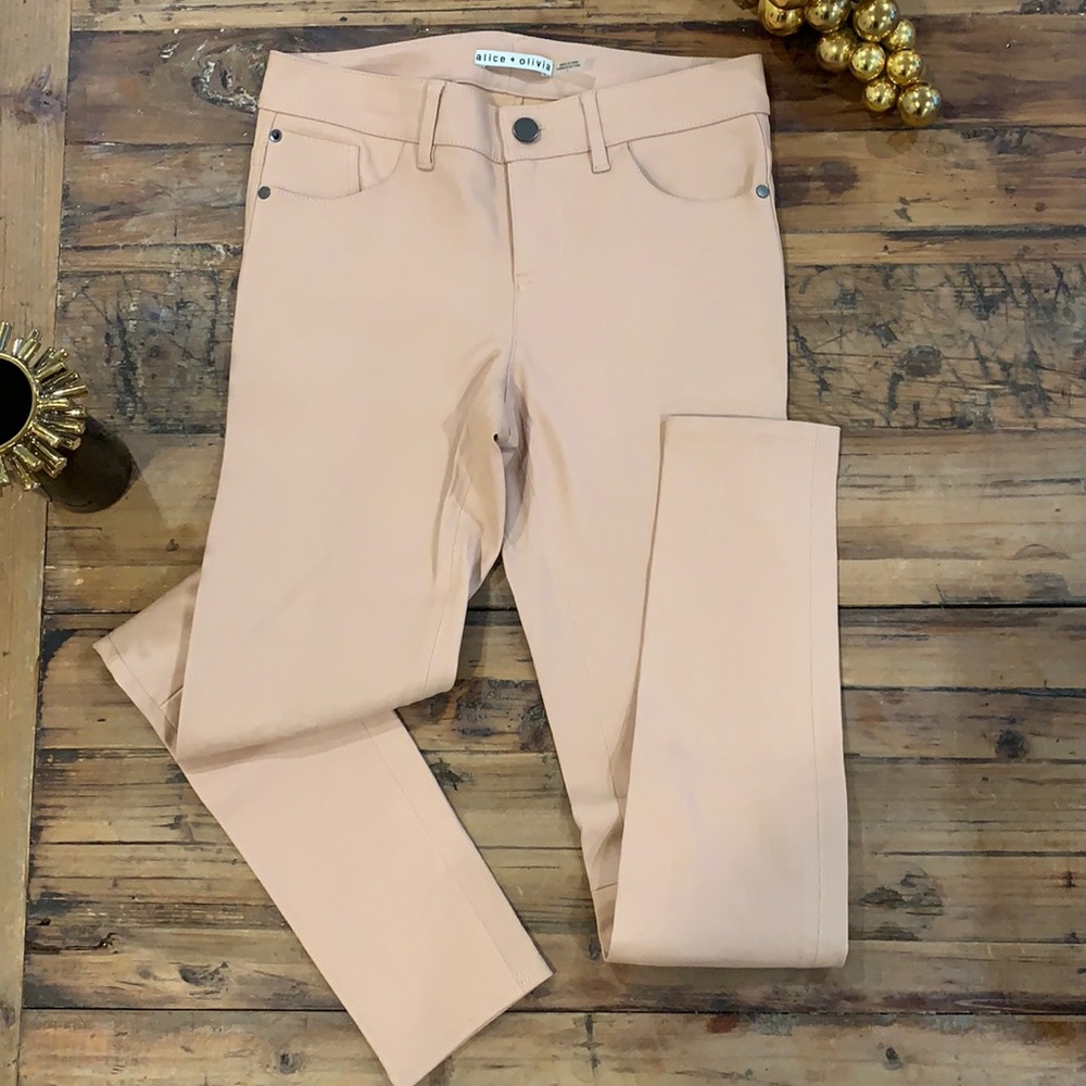 Alice + Olivia Blush Leather Pants